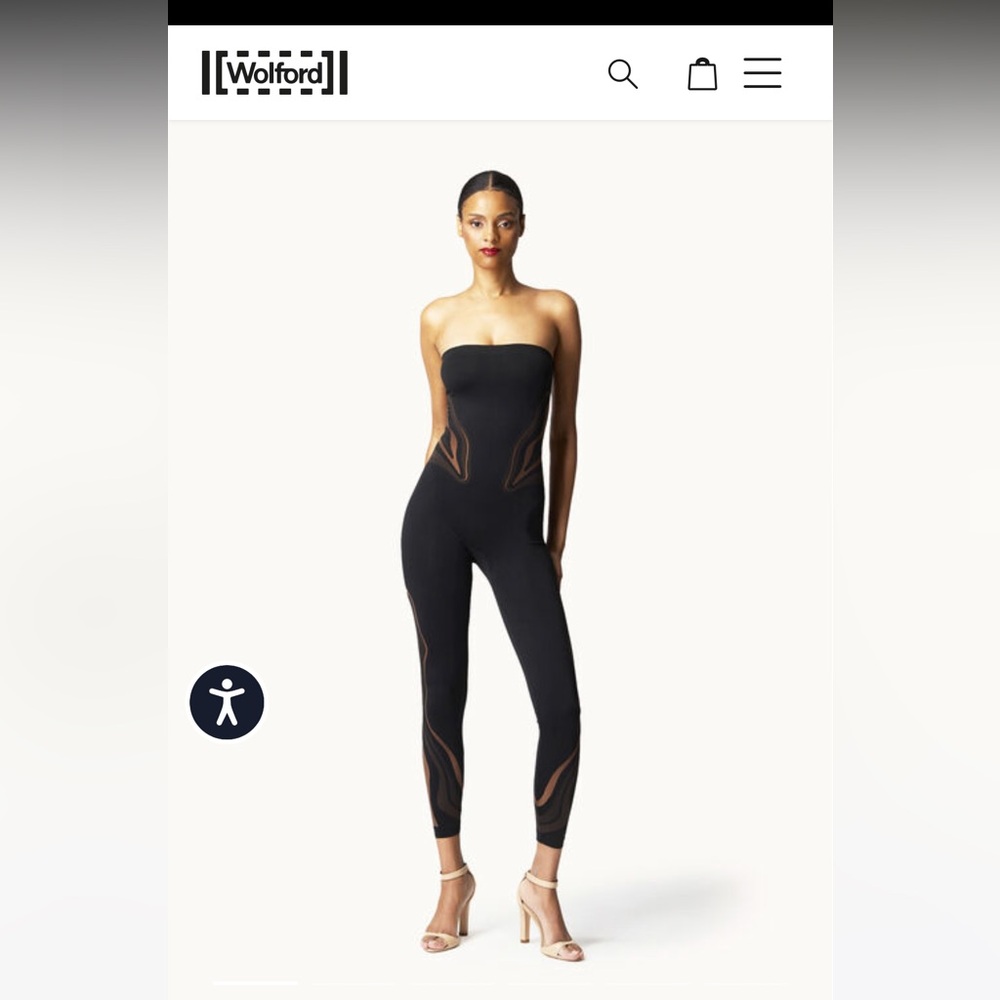 Wolford Black and Brown Strapless Jumpsuit